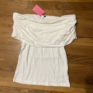 Edikted White Off-Shoulder Crop Top